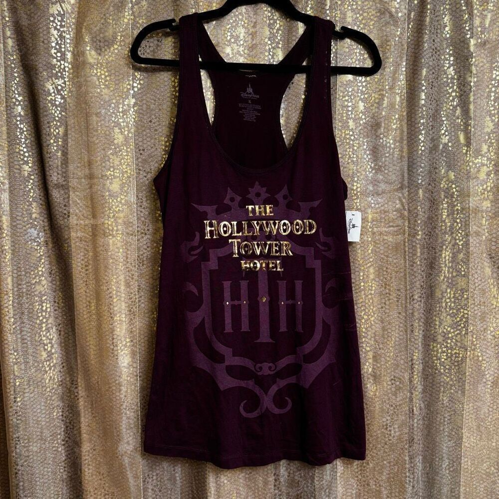 Disney Parks Purple Gold Wine Hollywood Tower Hotel XL NWT